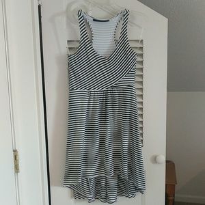 Black/White striped high-low dress